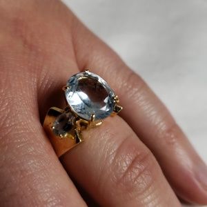 14k Yellow Gold Ring with 3 Aquamarine Stones